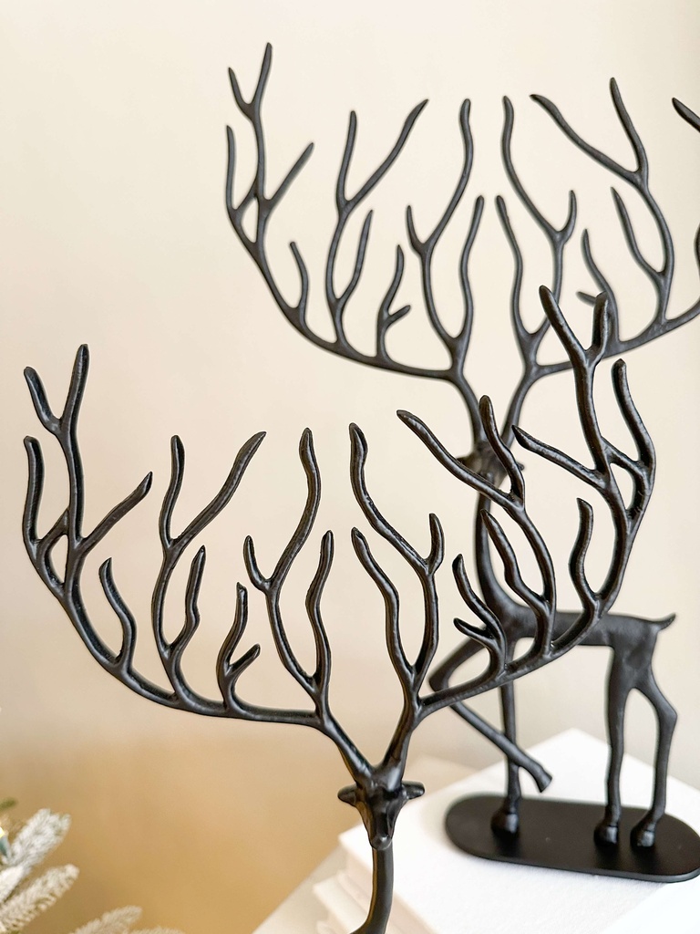 Set de 2 venados negros de metal
