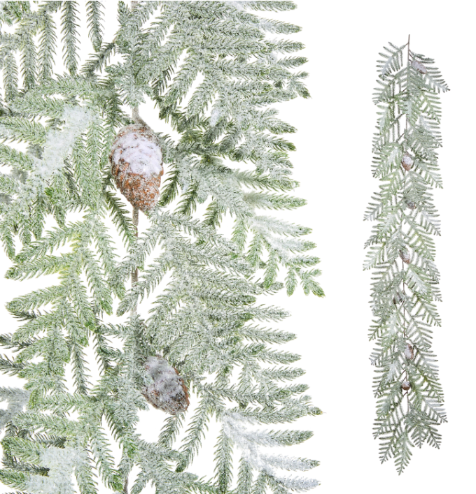 Guirnalda de pino norfolk nevada con bellota