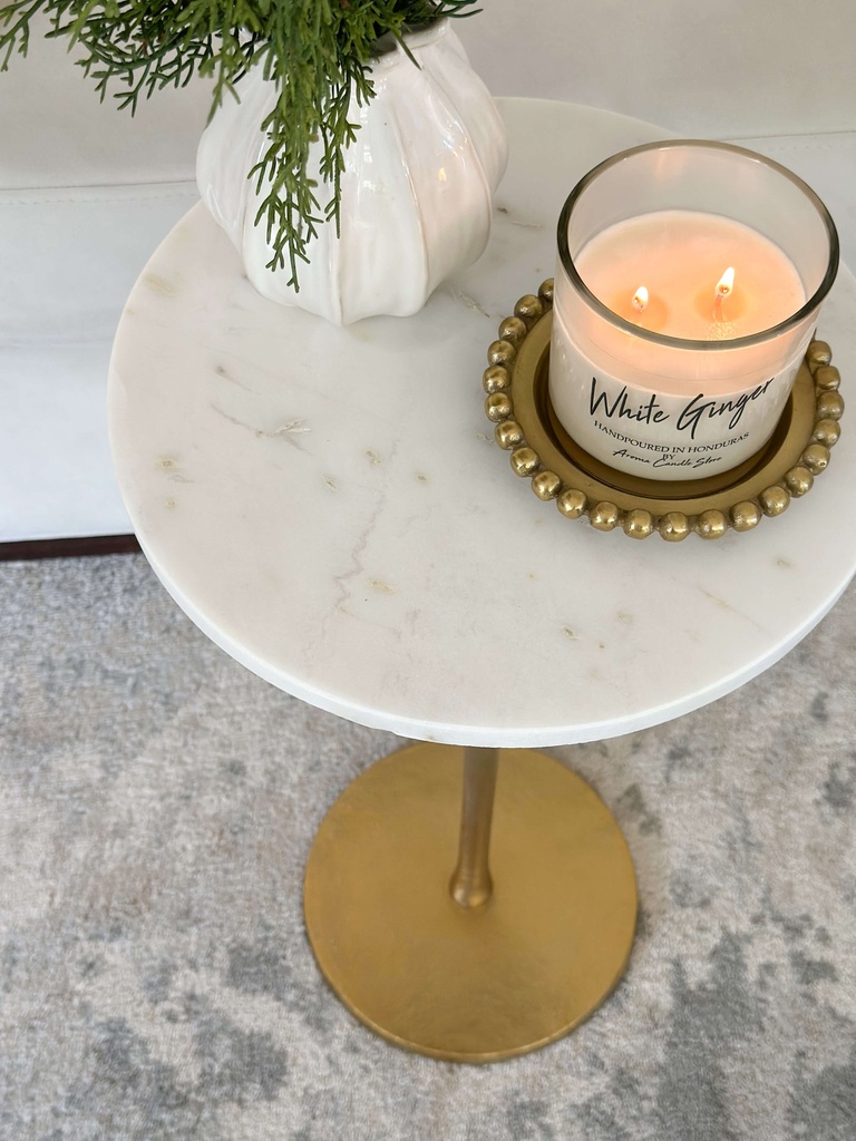 Mesita auxiliar de marmol y metal