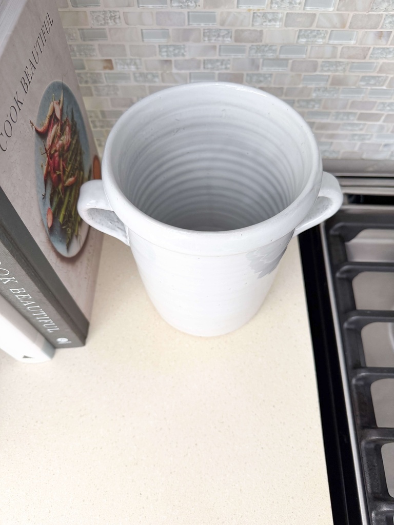 Utensil holder gris palido de ceramica