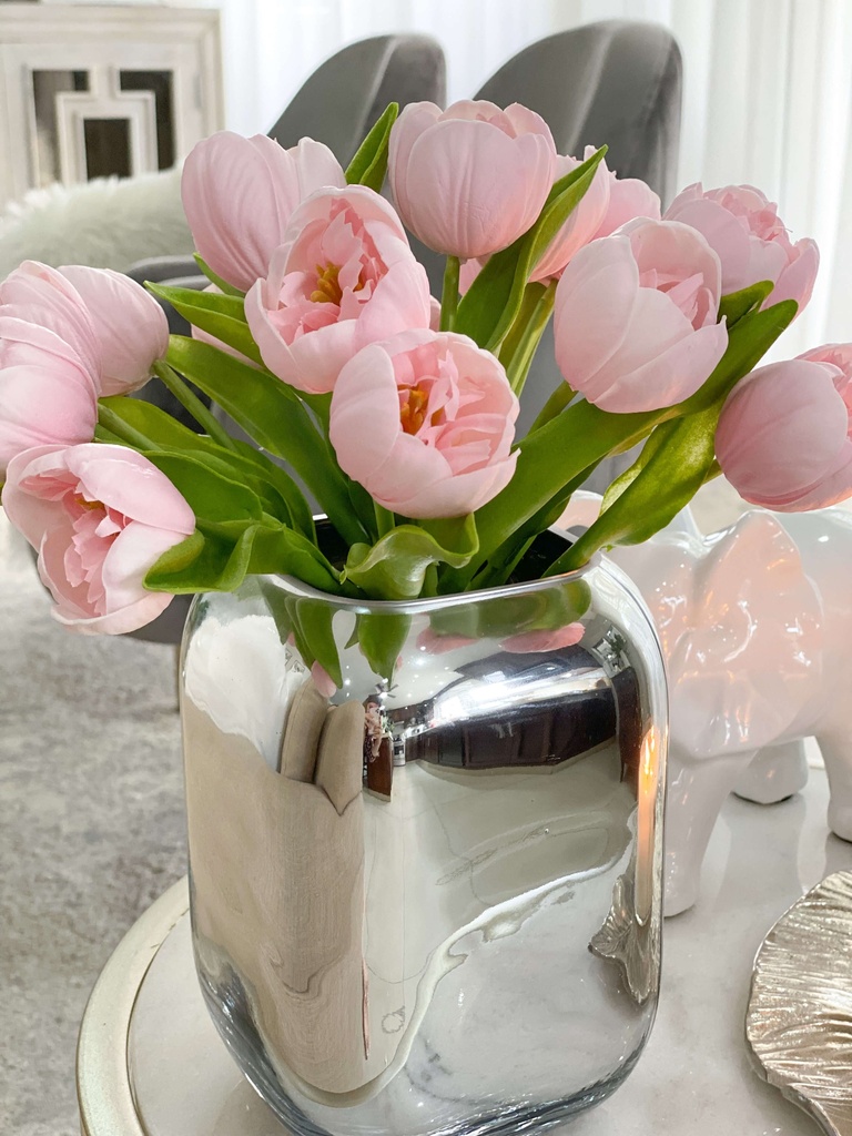 Bunch de 6 tulipanes rosados abiertos