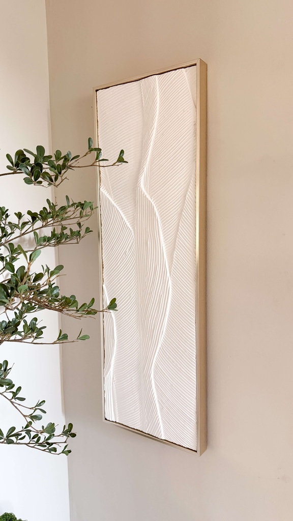 Cuadro rectangular blanco con textura