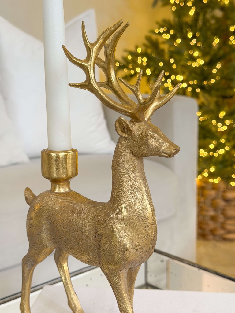 Set de 2 candelabros dorados de venado