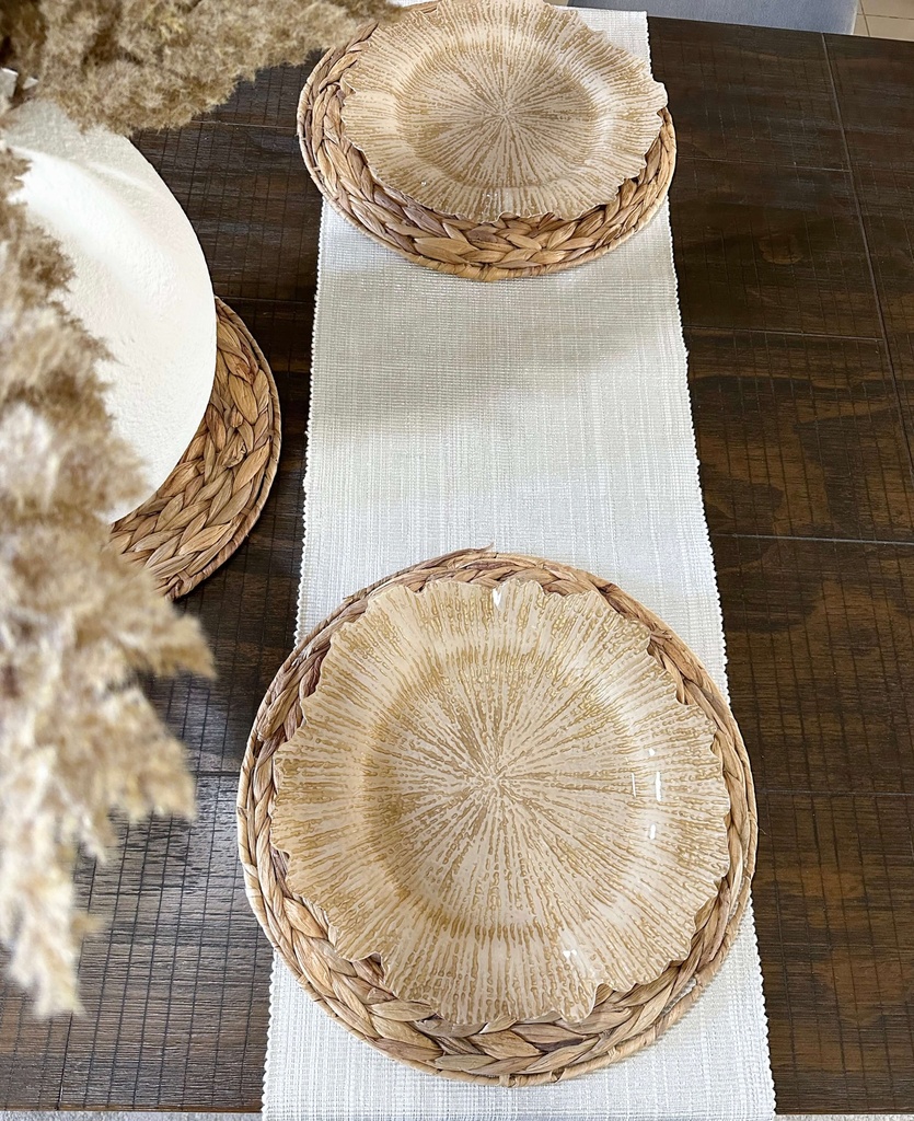 Porta plato dorado y crema