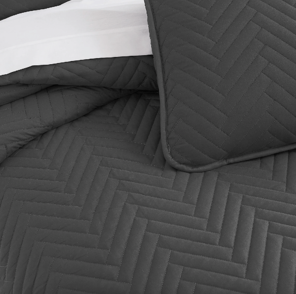 Quilt Set Chevron Charcoal