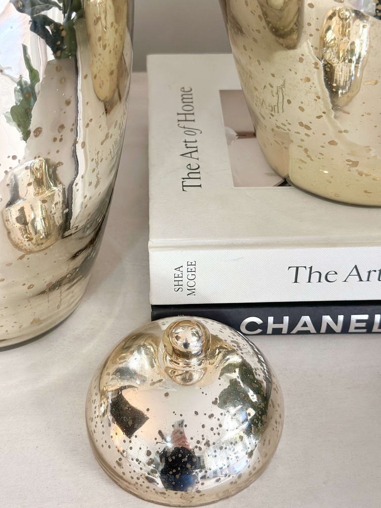 Lidded jars de mercury glass