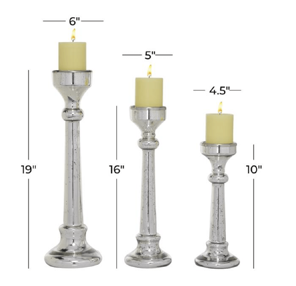 Set de 3 candelabros grandes de mercury glass