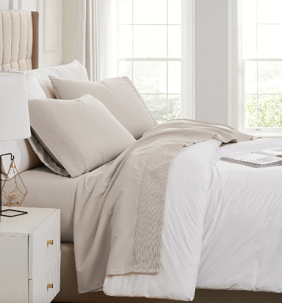 Juego de Sabanas plisadas colchon extra grueso arena