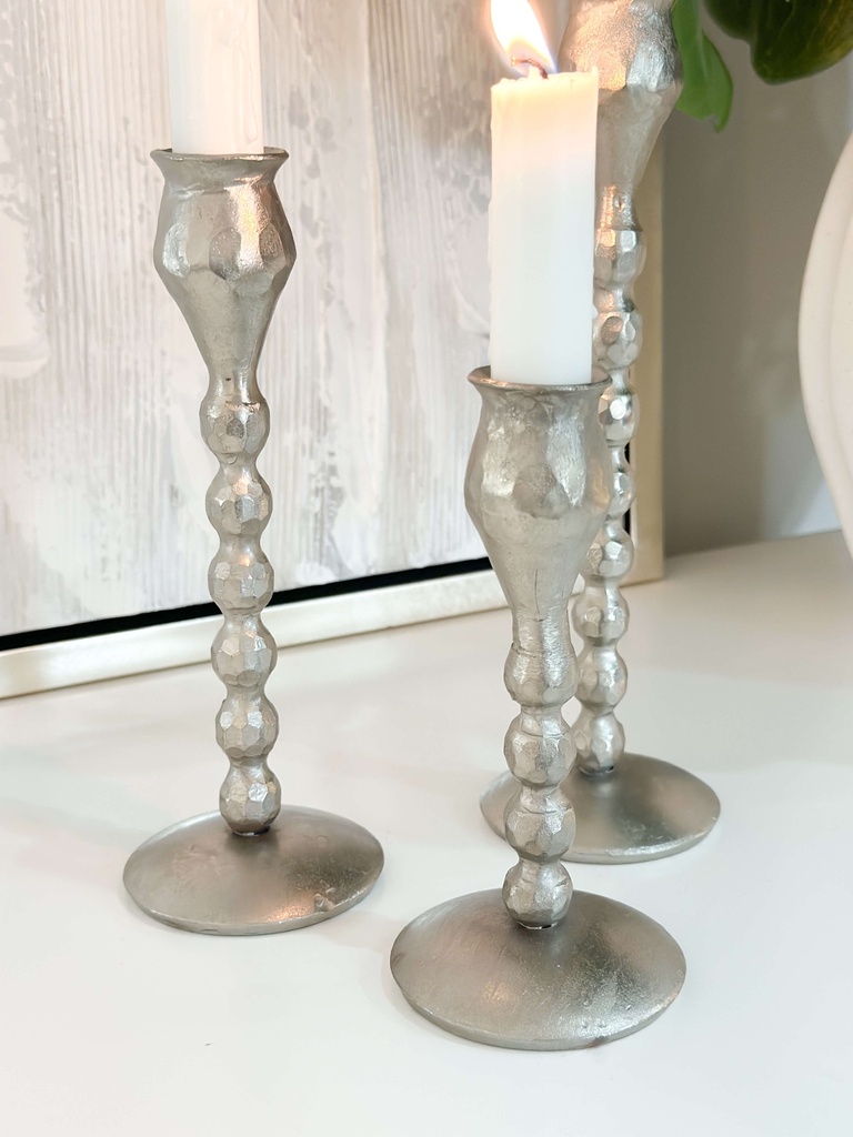 Set de 3 candelabros plateados