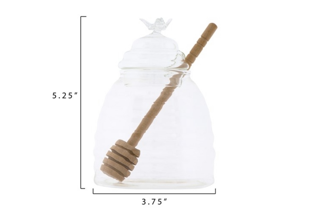 Glass honey jar with dipper
