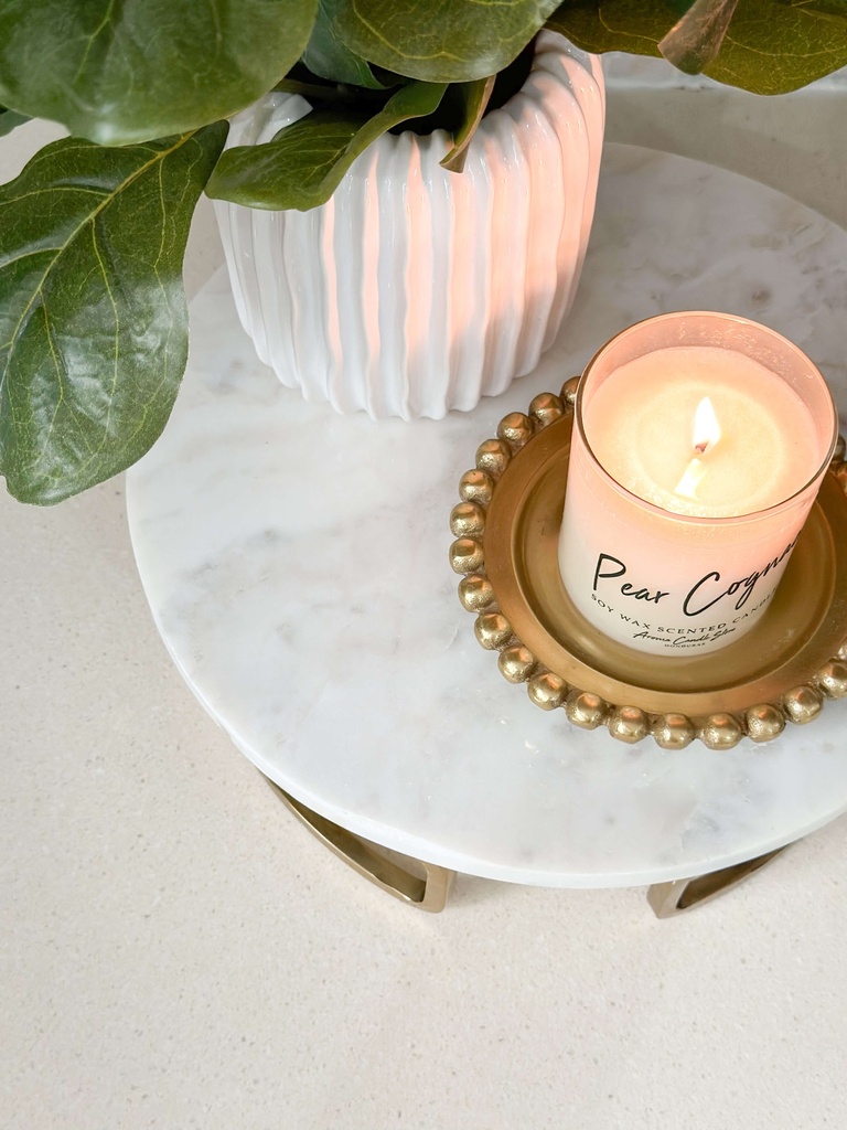 Plato de Marmol pedestal de metal