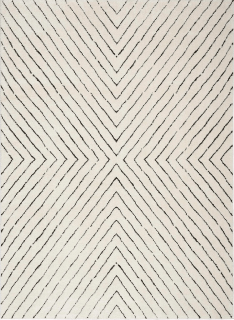 Alfombra crema lineas negras