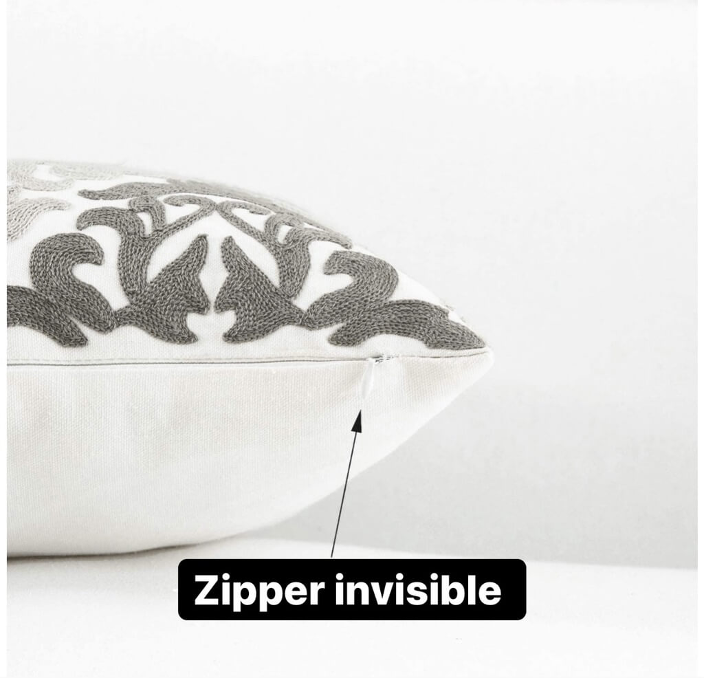 Forro de Cojin bordado duo gris