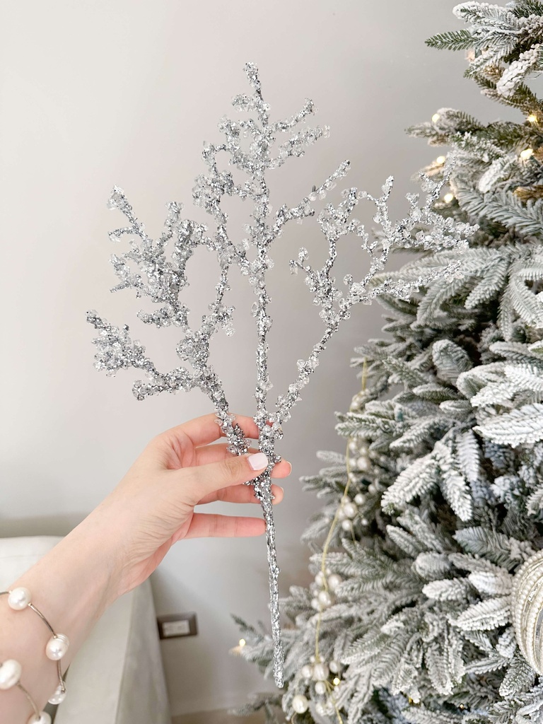 Rama plateada jeweled con cristales