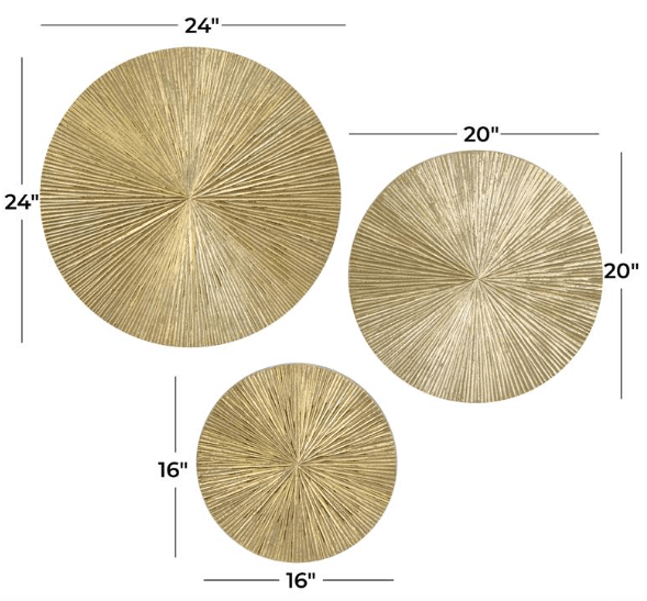 Set de 3 discos de madera dorados