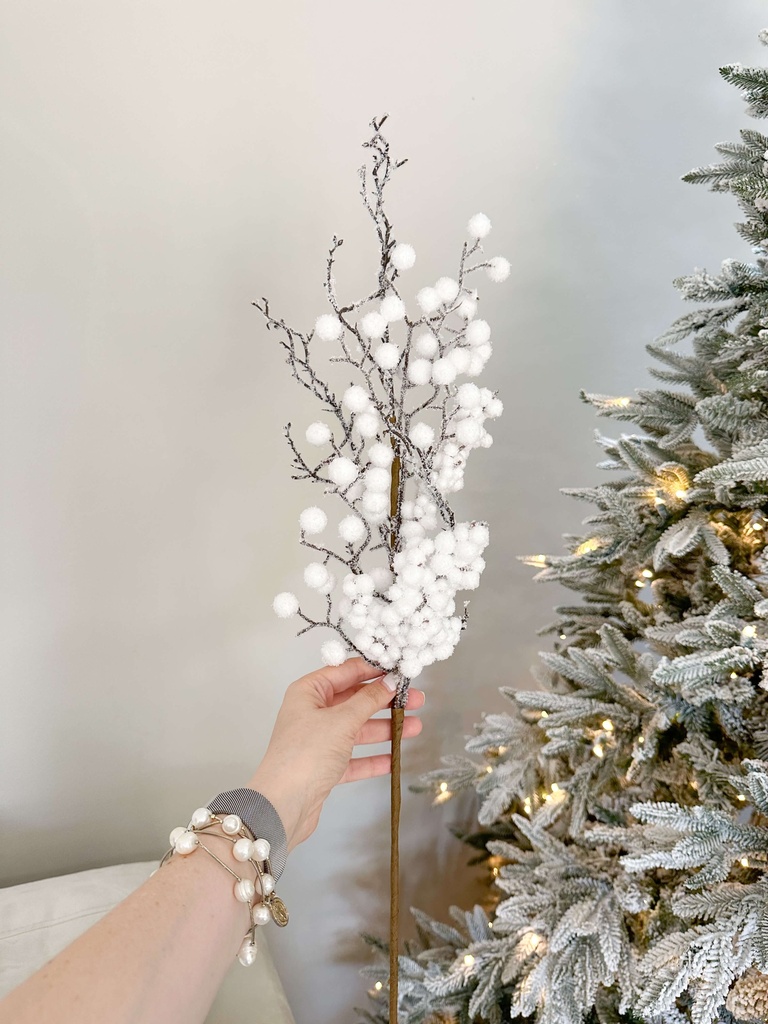 Rama de berries blancas nevada