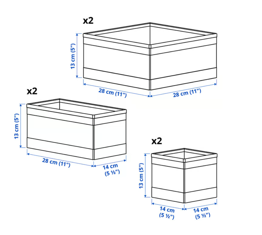 Set de 6 cajas organizadoras