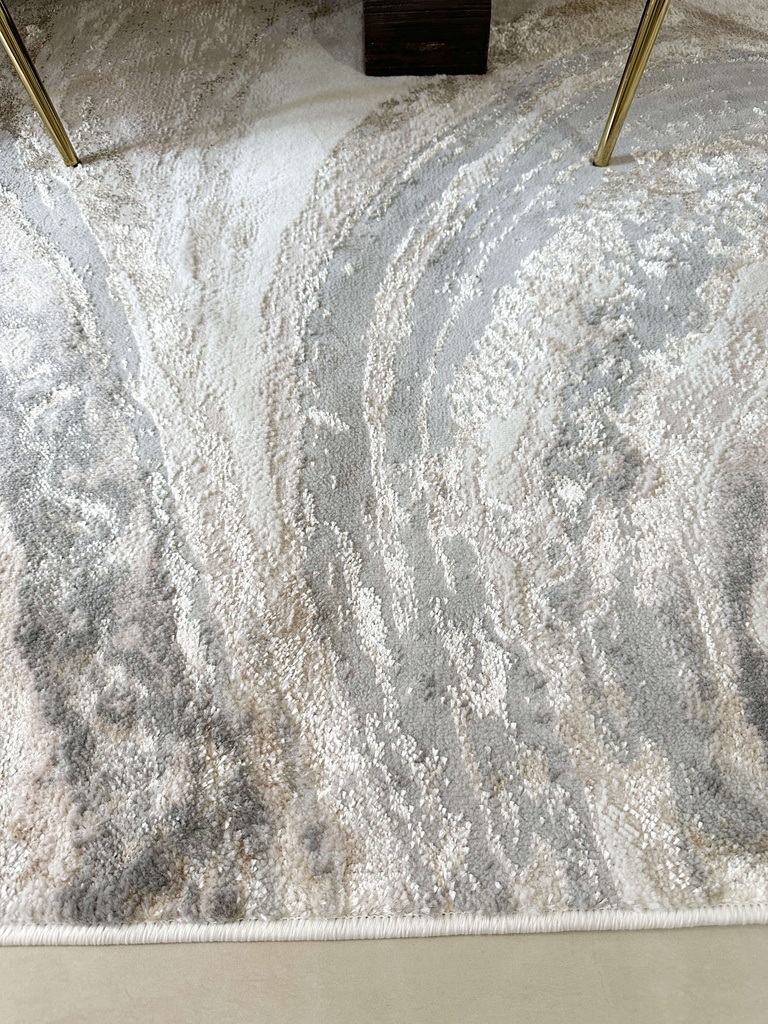 Alfombra Brushstrokes crema y gris