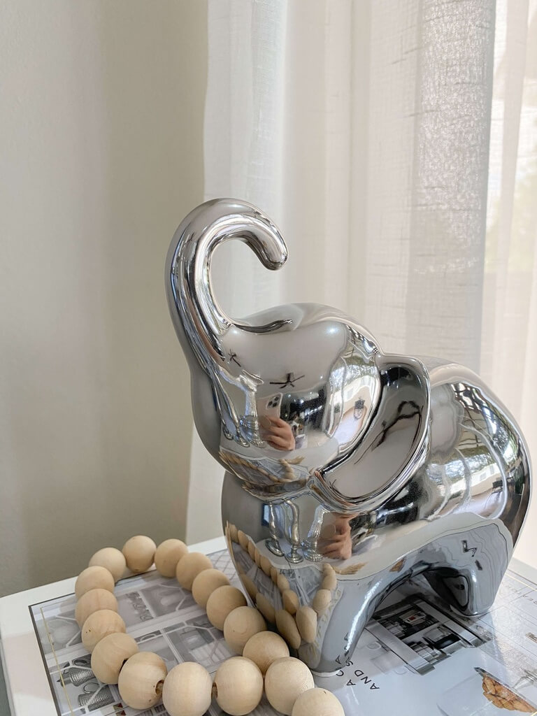 Set de 2 elefantes de ceramica plateados