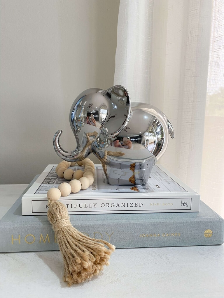 Set de 2 elefantes de ceramica plateados