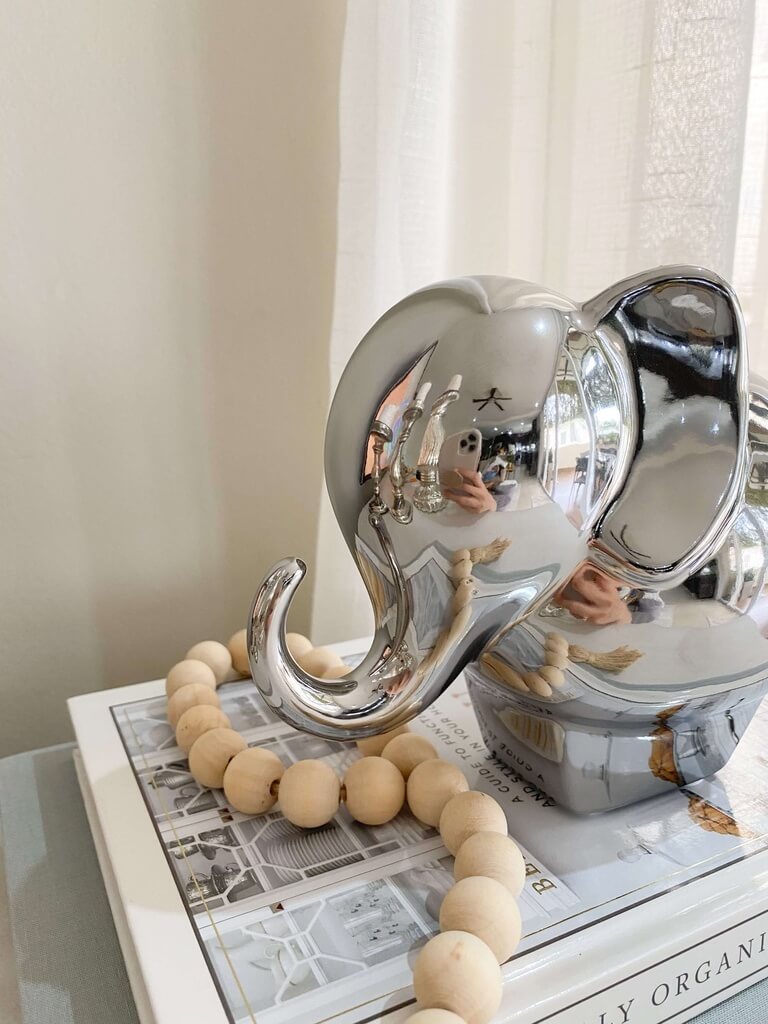 Set de 2 elefantes de ceramica plateados