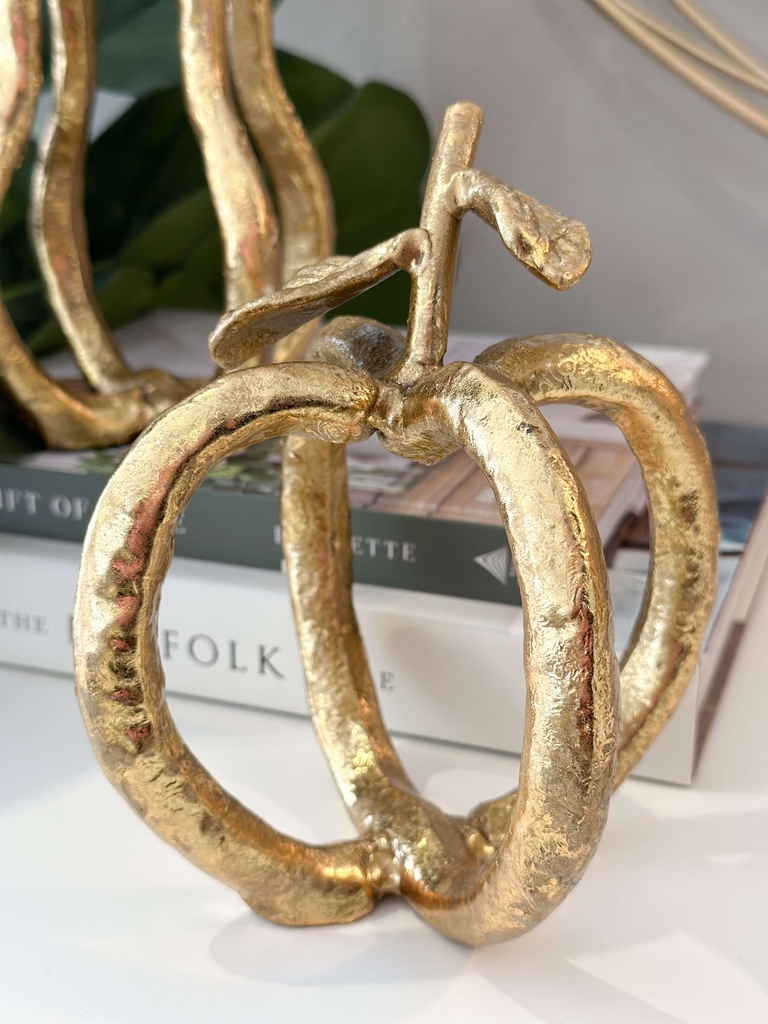 Set de 2 frutas de metal (Dorado y plateado)