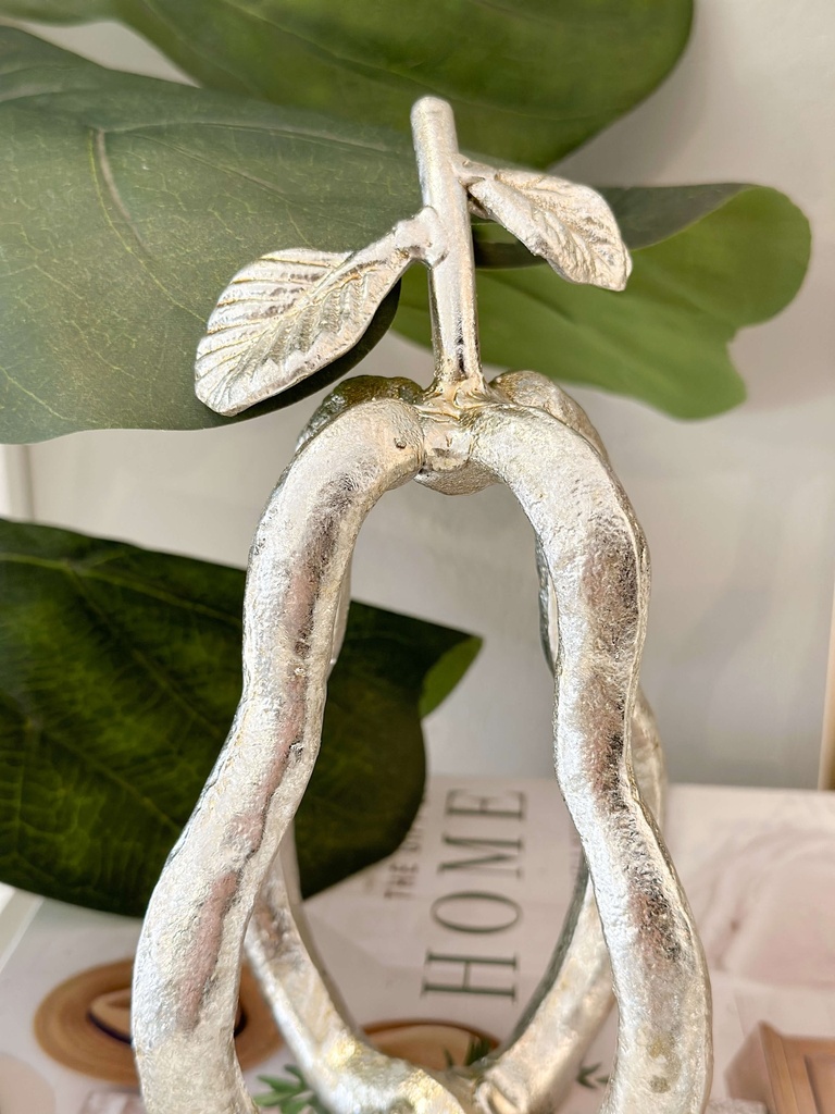 Set de 2 frutas de metal (Dorado y plateado)