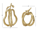Set de 2 frutas de metal (Dorado y plateado)