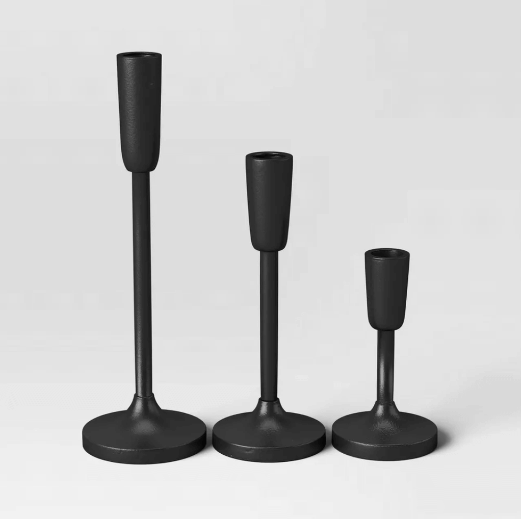 Set de 3 Candelabros negros lisos
