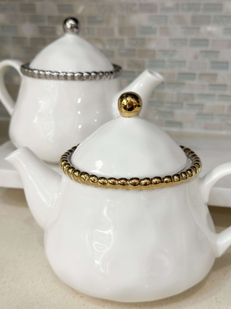 Tetera de porcelana (Dorado y Plateado)