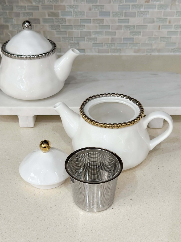 Tetera de porcelana (Dorado y Plateado)