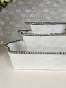 Baking Dish de porcelana orilla plateada (3 tamaños)