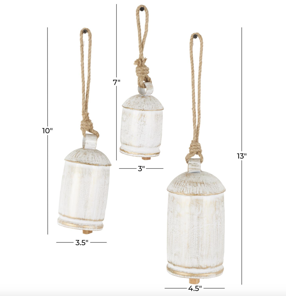 Set de 3 campanas blancas con dorado