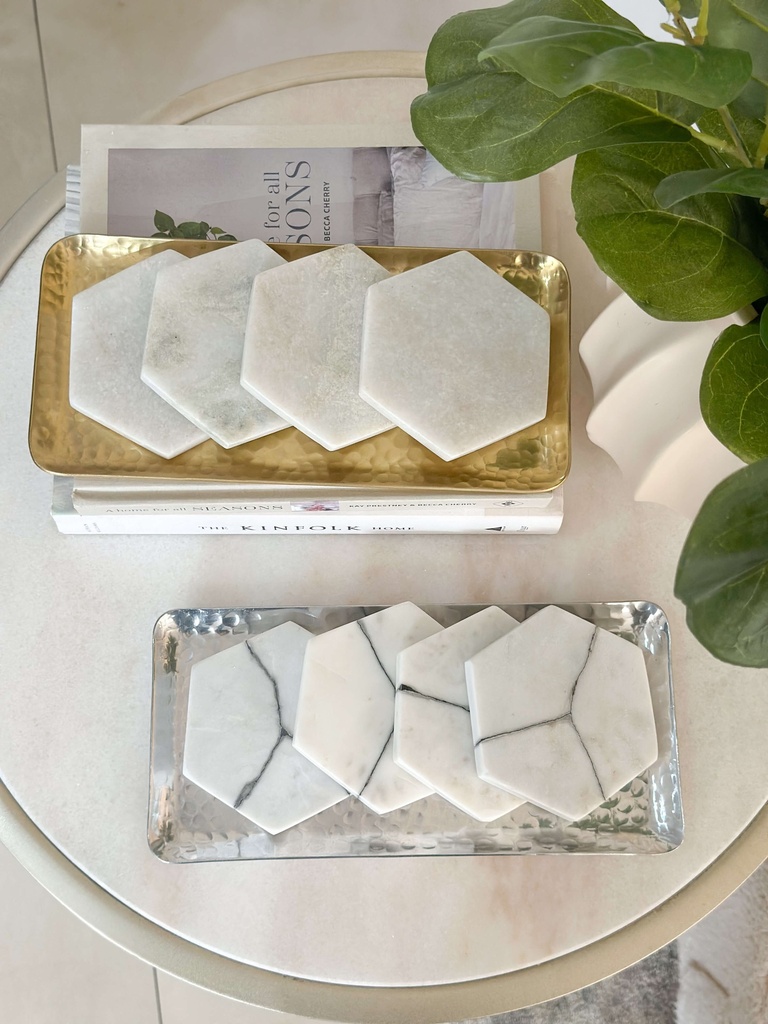 Set de 4 vaseras de marmol hexagonal (2 Opciones)