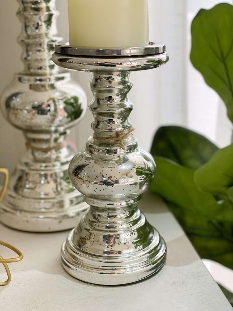 Set de 2 Candelabros de Mercury Glass redondos