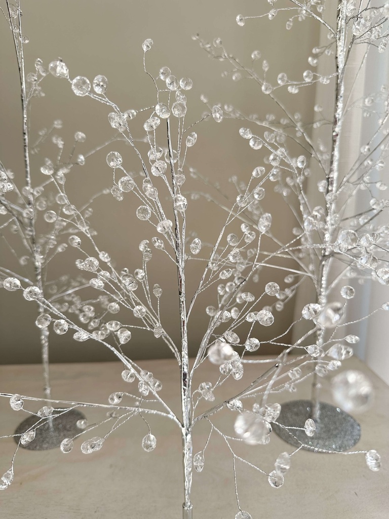 Arbol Plateado con Cristales (3 Tamaños)