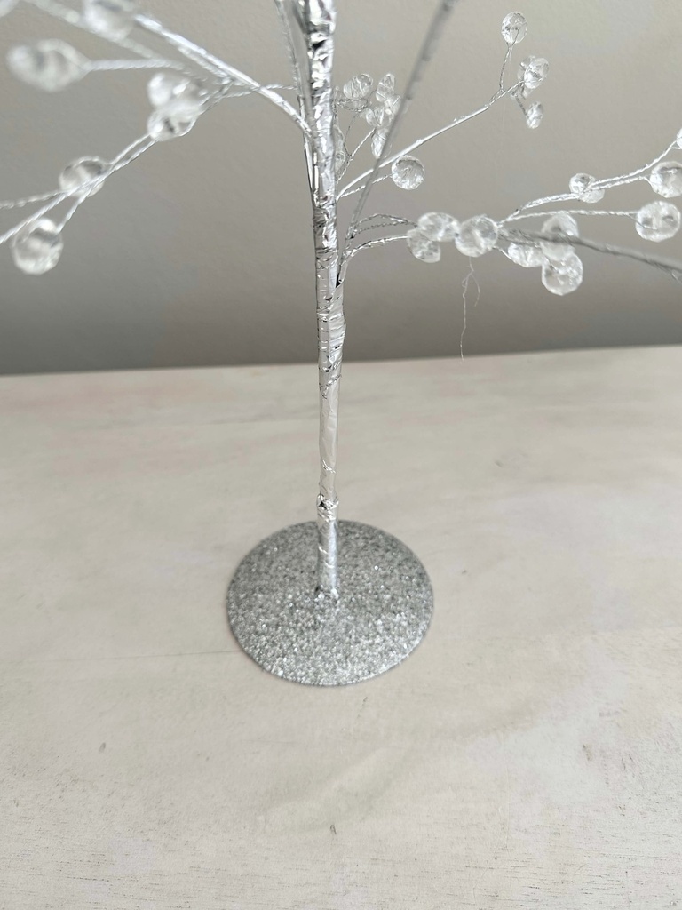 Arbol Plateado con Cristales (3 Tamaños)