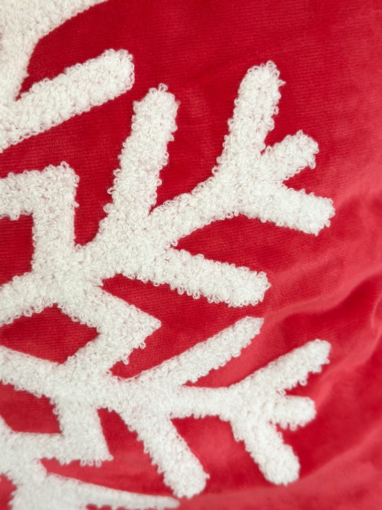 Cojin velvet rojo y blanco navideño