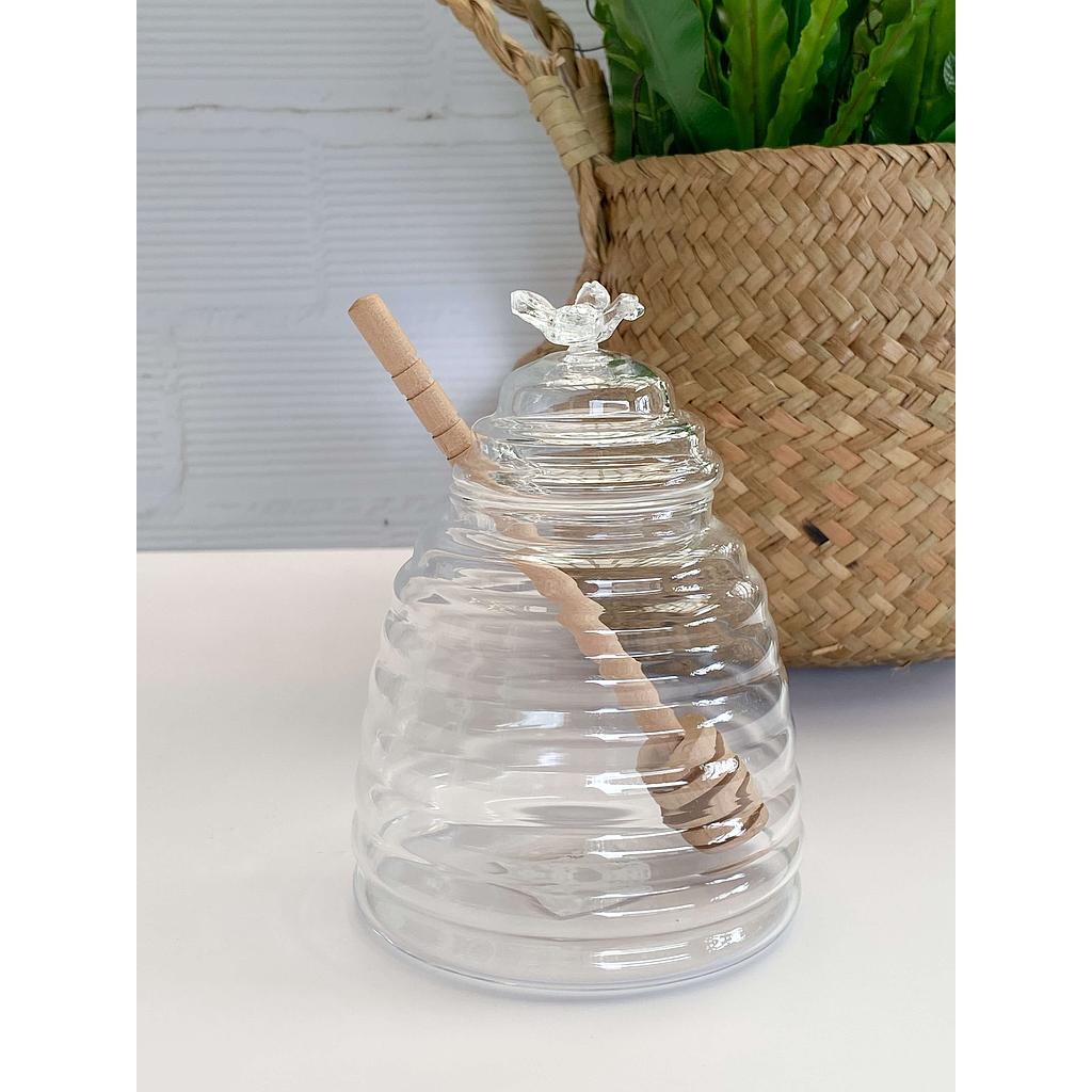 Glass honey jar with dipper