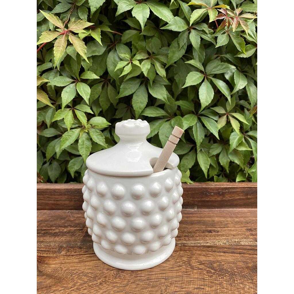 Honey jar de cerámica blanco