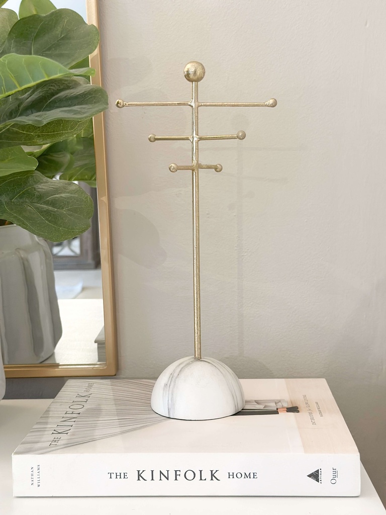 Joyero de metal dorado y blanco