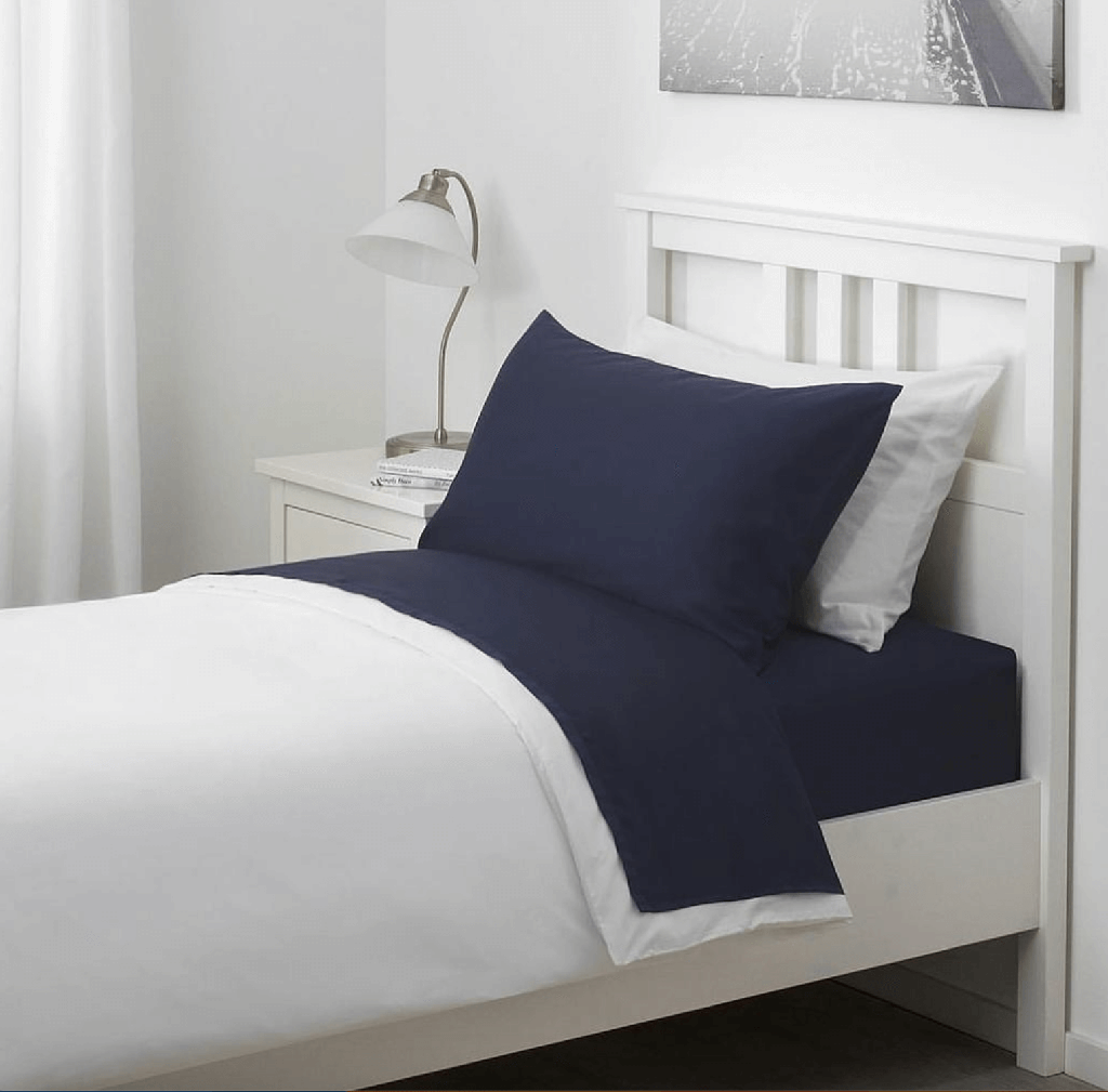 Juego de sábana de algodón azul twin