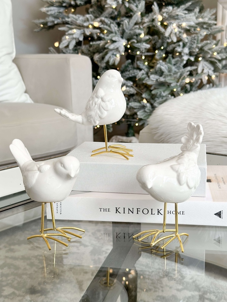 Pajarito blanco de porcelana