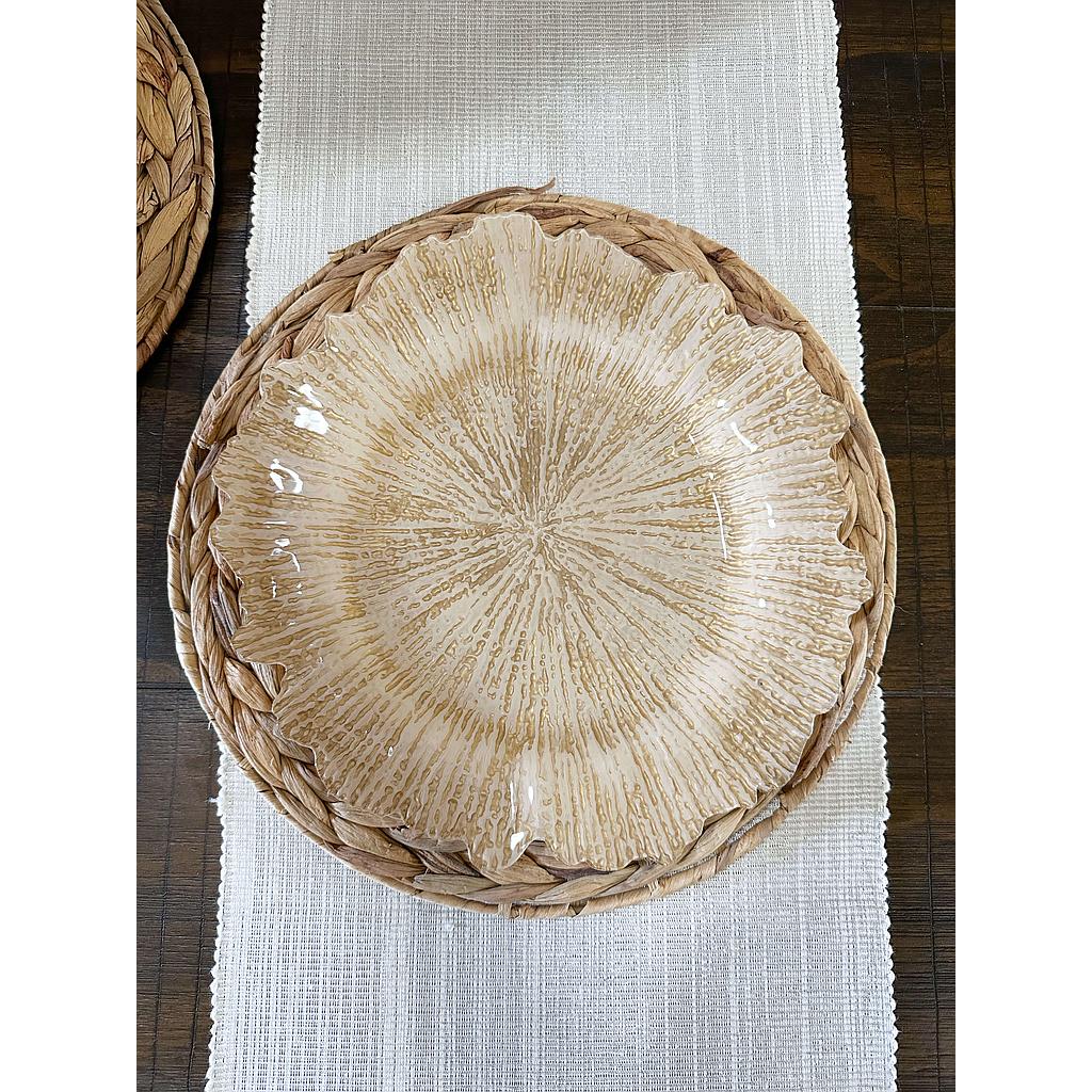 Porta plato dorado y crema