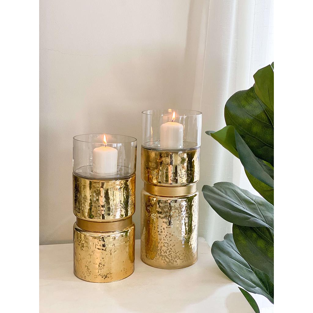 Set de 2 Candelabros Dorados de Mercury Glass