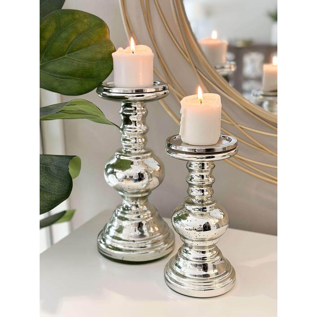 Set de 2 Candelabros de Mercury Glass redondos