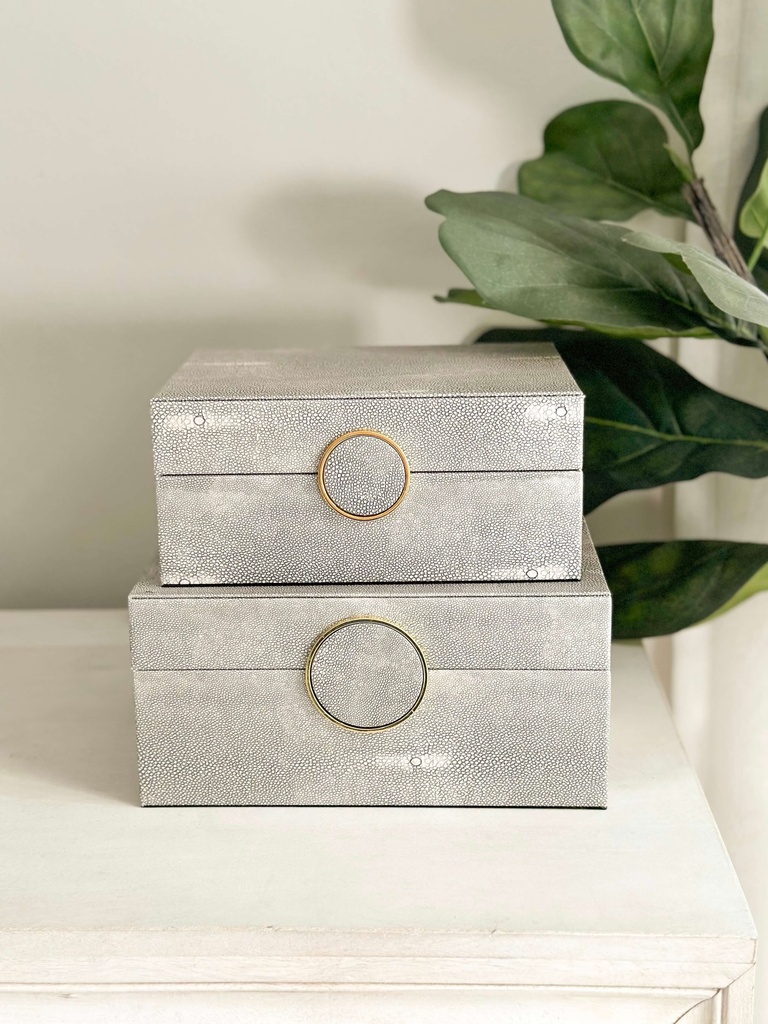 Set de 2 cajas decorativas gris