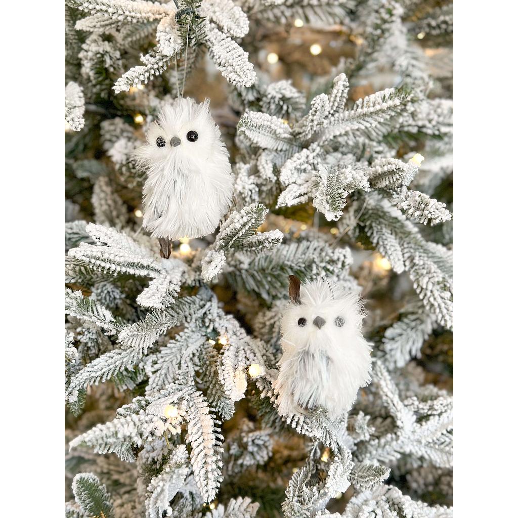 Set de 2 mini buhos blancos con gris