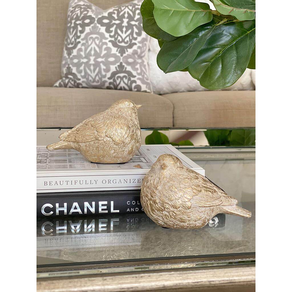 Set de 2 pajaros dorados