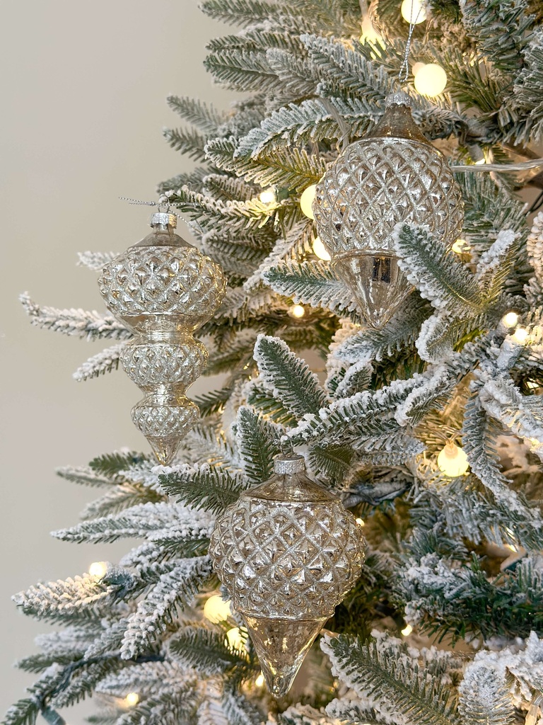 Set de 3 ornamentos plateado filial